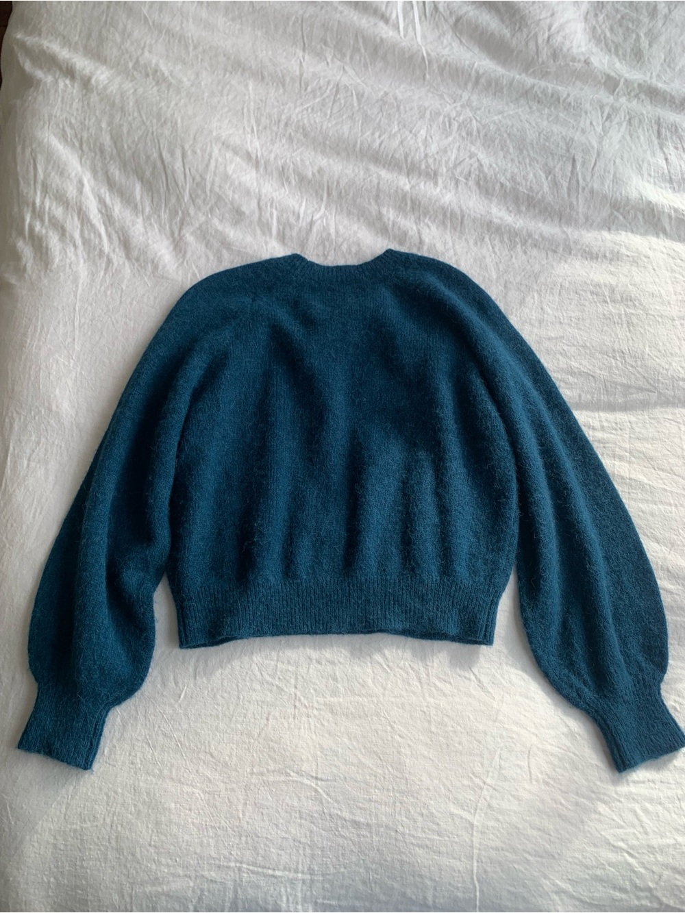 Doen Marsena Wool Alpaca Raglan Crewneck Knit Sweater Top Deep Sapphire Blue - Picture 9 of 12